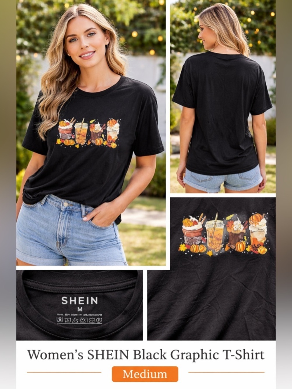 SHEIN Black Graphic T-Shirt medium